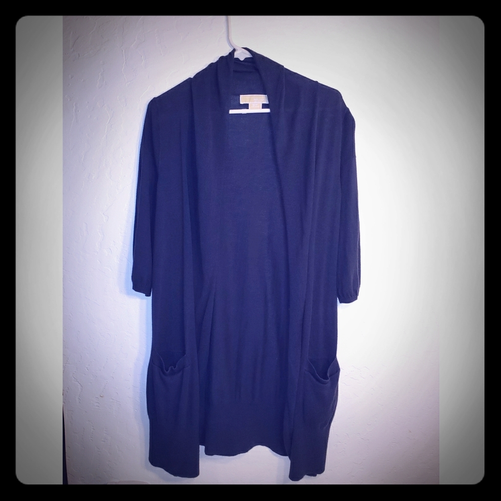 Michael Kors S long blue cardigan w/pockets